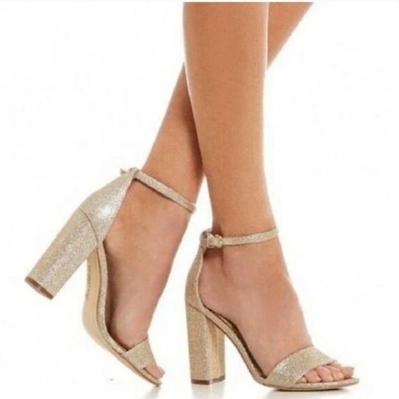 Sam Edelman 'Yaro' Block Heels In Light Gold Mesh - Size 6M - Picture 2 of 13